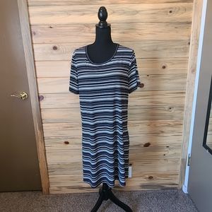 Kenneth Cole New York Women's Striped Short Sleeved Dress Plus Size XXL